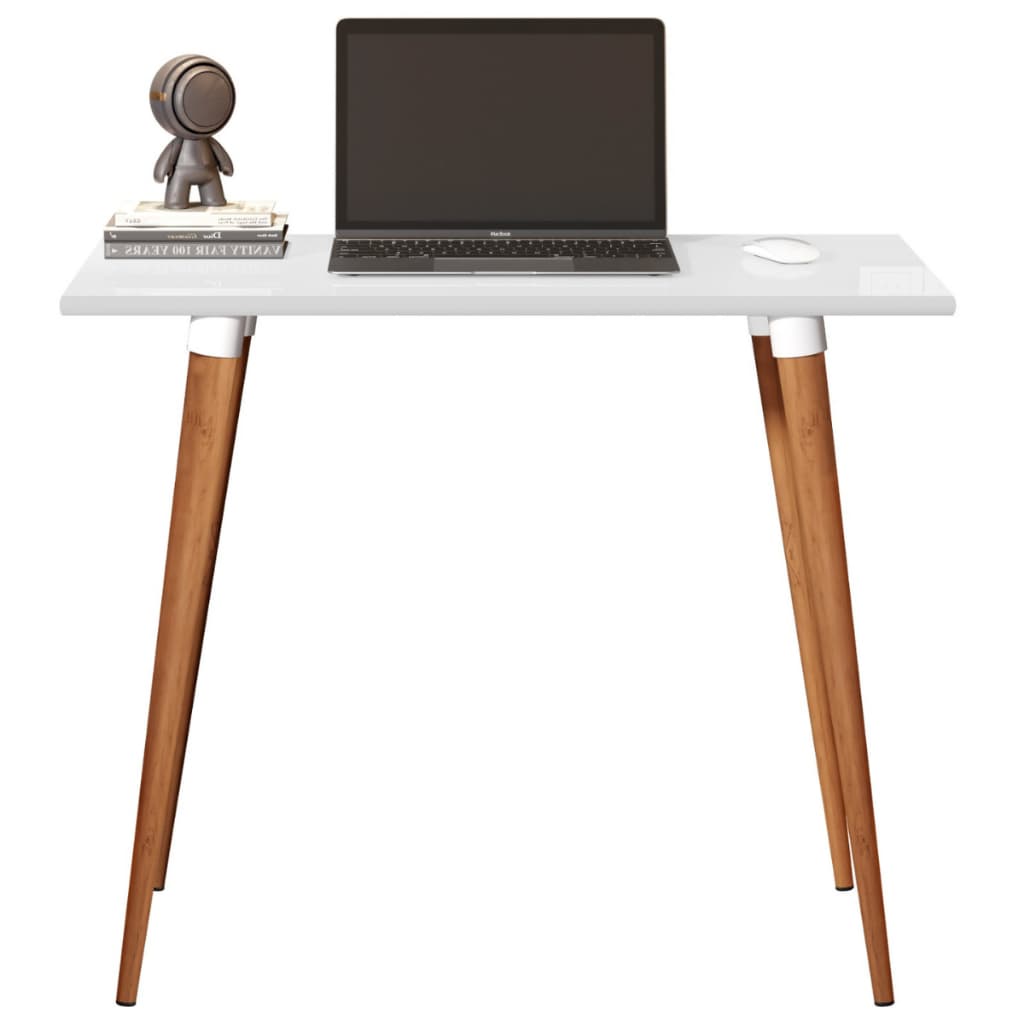Escrivaninha Classic Mesa Computador Estudo Home Office Escritório Leitura Madeira MDF cor Branco