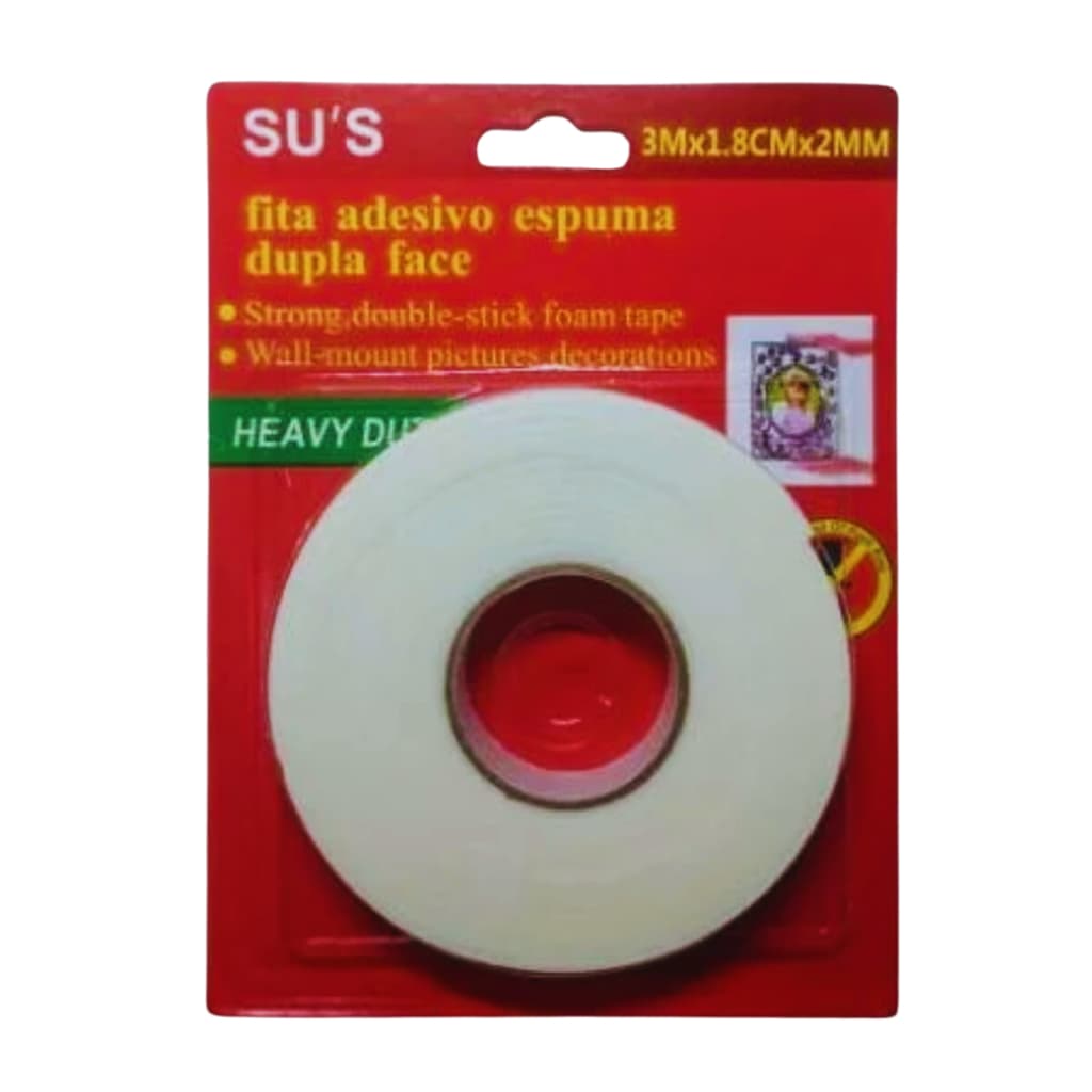 Fita Dupla Face De Espuma - 3m*1.8cm*2mm (Fita Banana)