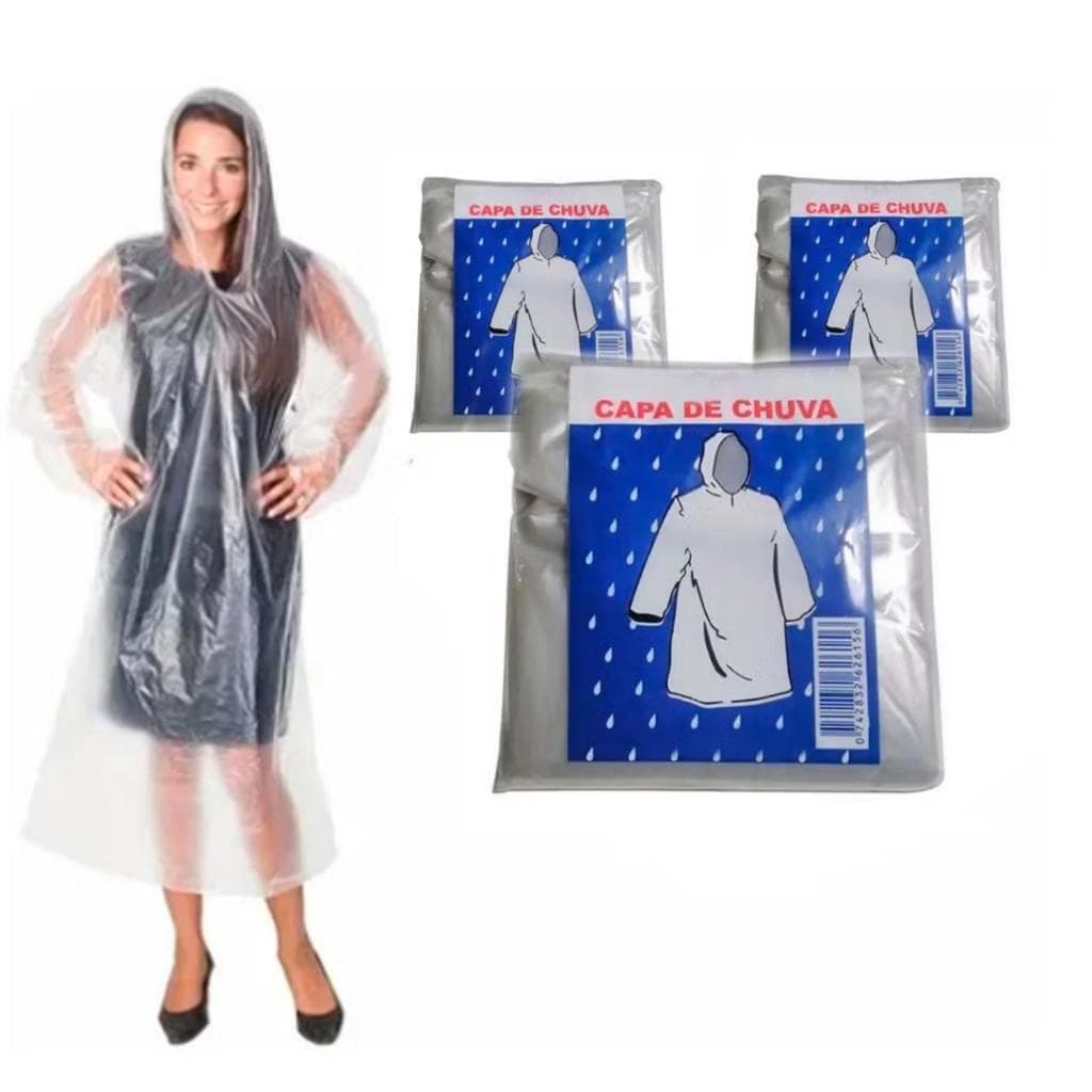 Kit 10 Capa de Chuva Adulta Masculina Feminina Longa
