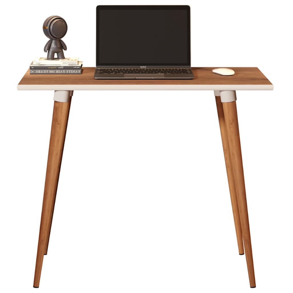 Escrivaninha Classic Mesa Computador Estudo Escritório Leitura Madeira MDF cor Off White Freijó