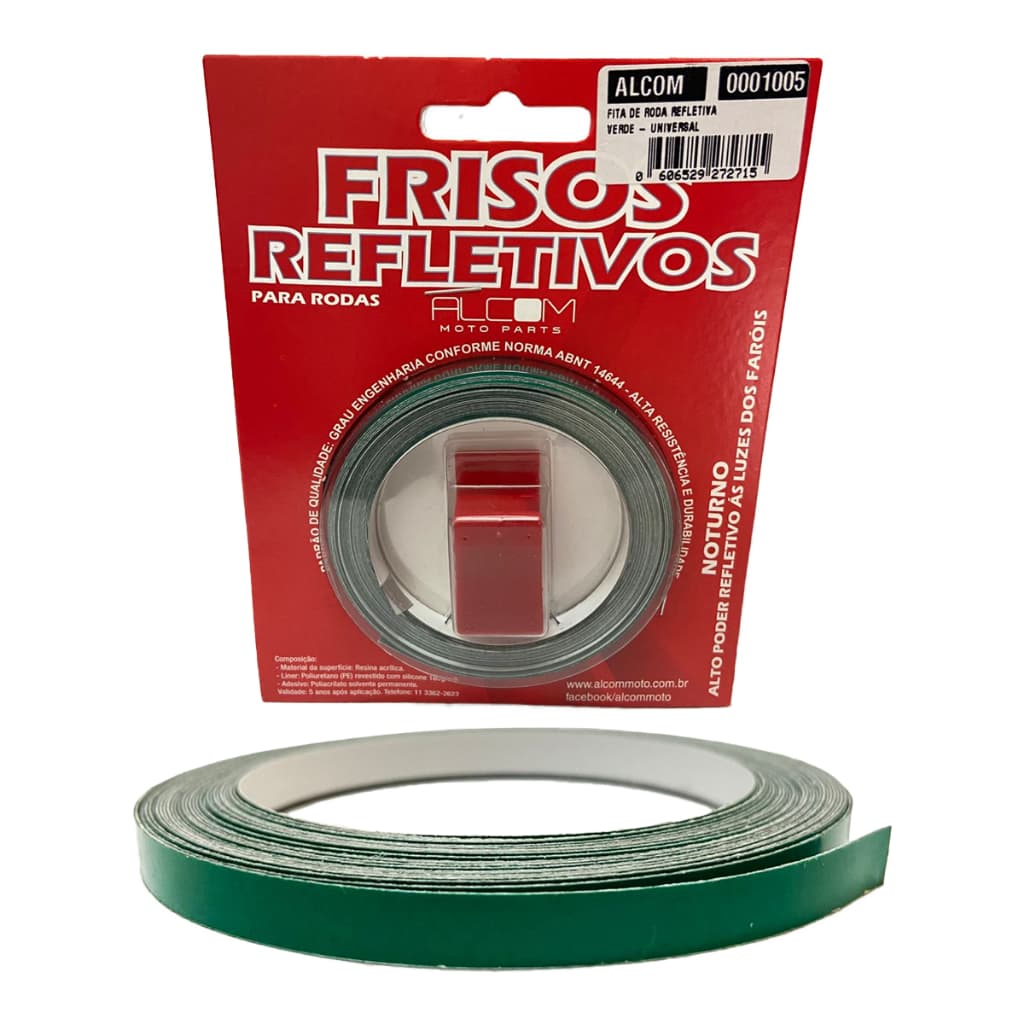 Friso De Roda Refletivo Motos E Carros Aplicador Adesivo Verde