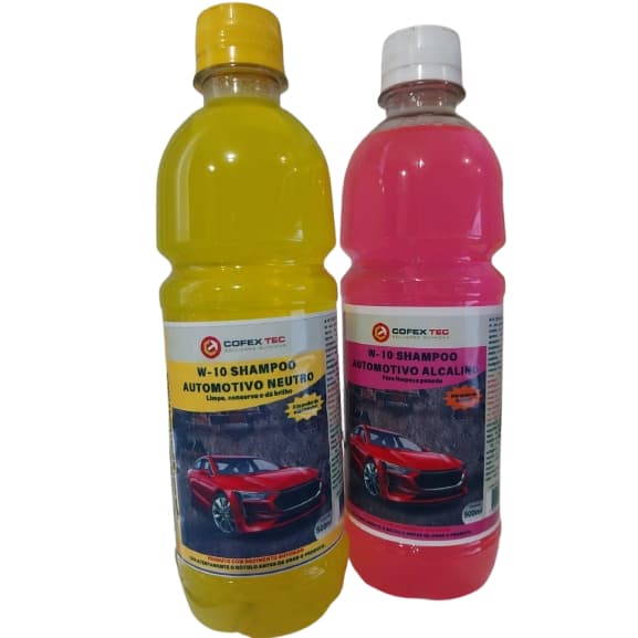 SHAMPOO AUTOMOTIVO W-10 NEUTRO COR AMARELO E  COR ROSA ALCALINO- 500ML