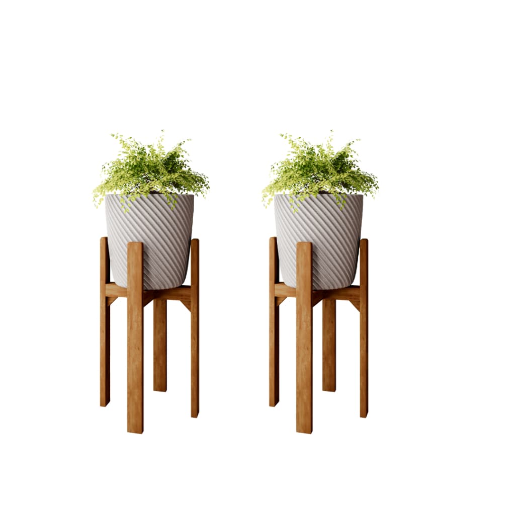 Kit Suportes Em Madeira e Vaso de Plantas 40 e 55cm Legs Cachepot e vaso 29cm