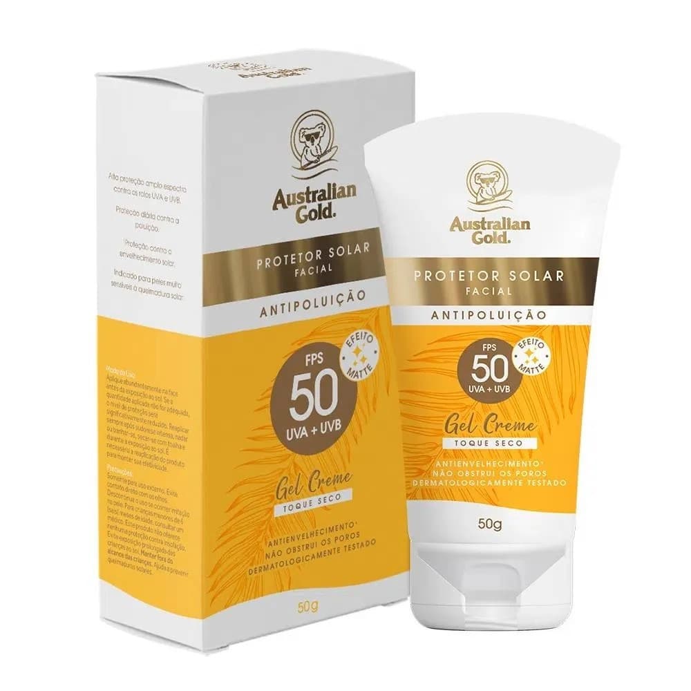 Protetor Solar Facial Australian Gold Gel Creme FPS 50 - 50g
