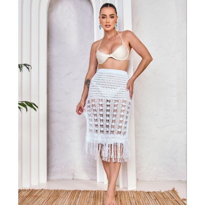 saia com franja de saida praia para verao moda feminina #2-115