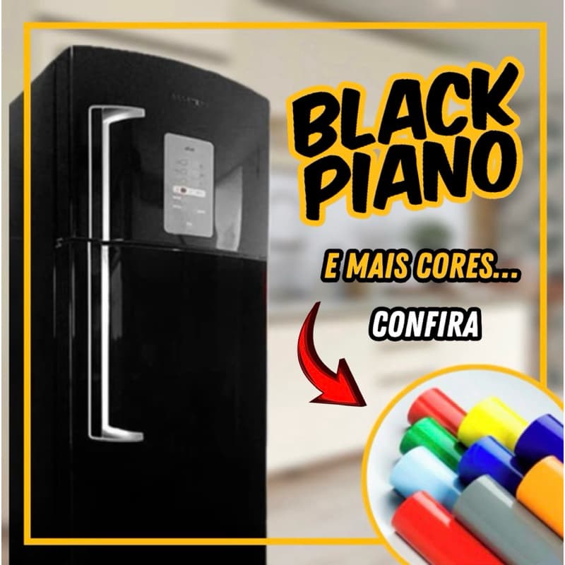 Adesivo Black Piano Envelopamento de Geladeira, Freezer, Contact, Vinil.