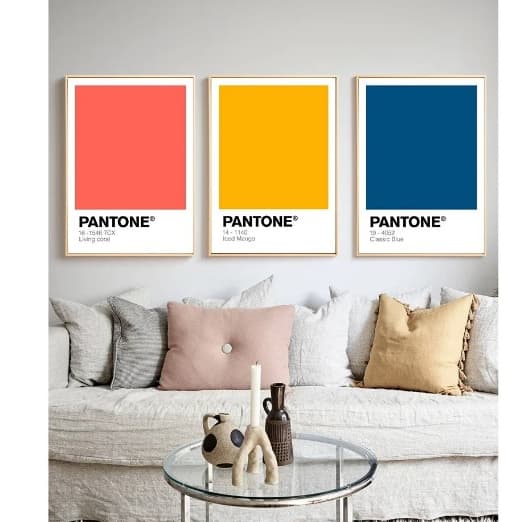 Quadros decorativos Pantone coloridos (3 peças)