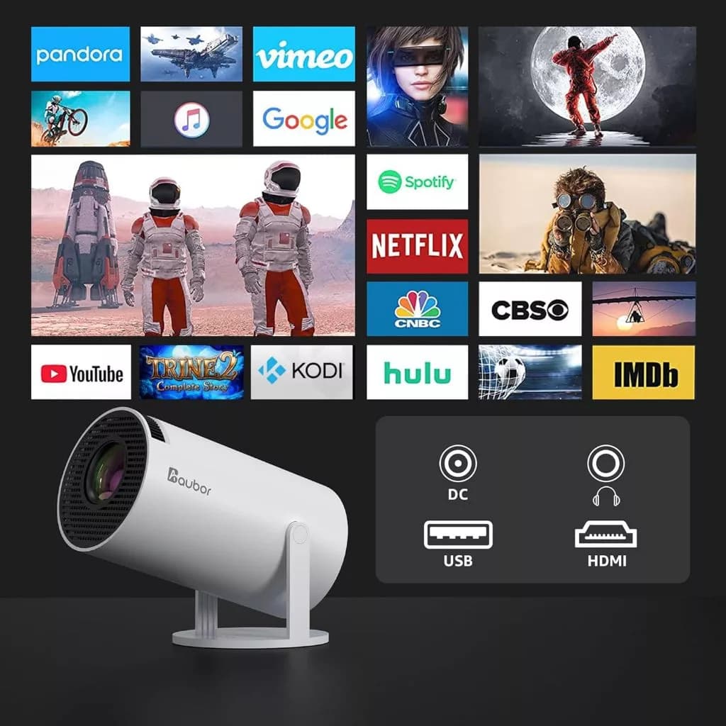 Projetor HY300 Original Portátil Smart Android 11 4K Ultra HD HDMI Wifi Bluetooth Alto Falante Embutido