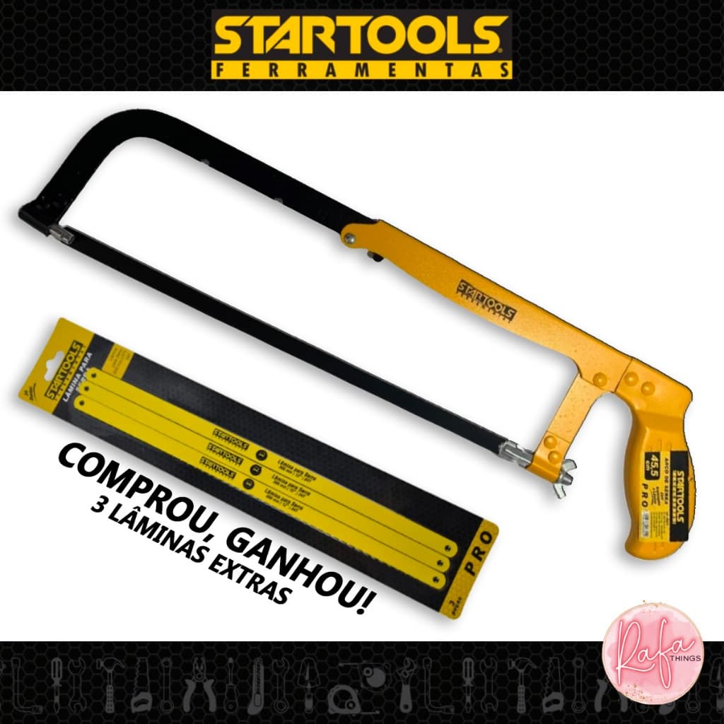 Arco De Serra Profissional l 45,5 Cm Com Regulagem E 4 Lâminas de serra 34T Startools PRO