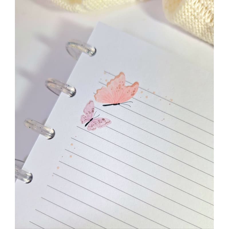 Refil de folhas para Caderno de Disco Inteligente Borboletas MOD. 04 Tamanho A5 Médio Grande