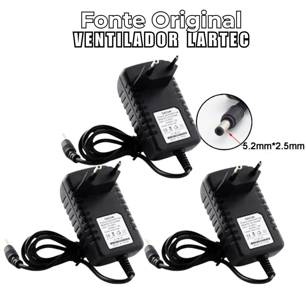 Fonte 12V Original para ventilador marca Tesla Lartec Plug 5x2,5mm multiuso kit ate 4 peças