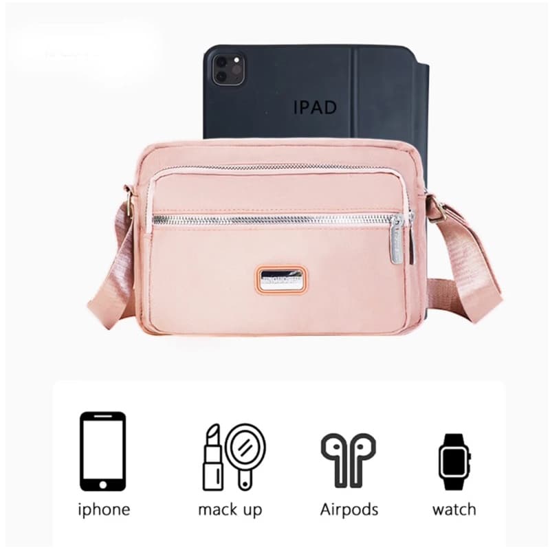 Bolsa Feminina de Ombro Crossbody Nylon Impermeável Multiuso Viagem Lazer