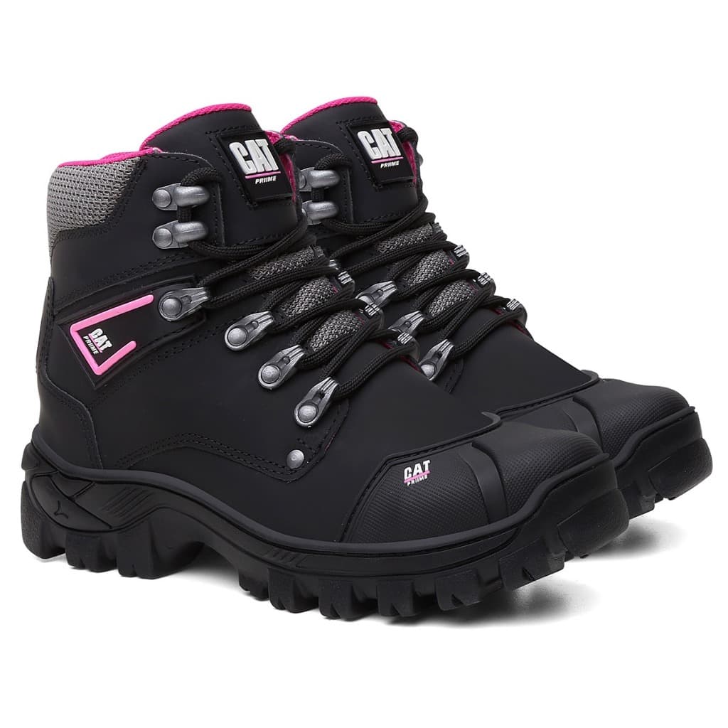 Bota Feminina De Segurança para trabalho resistênte CATPRIIME em Couro Legítimo Com C.A