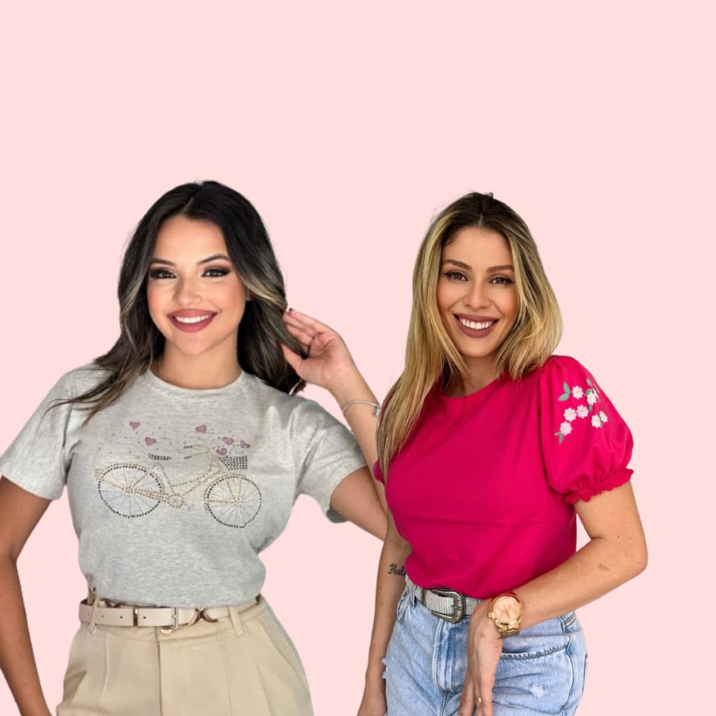 Blusa T-Shirt Feminina Algodão com Estampa Silk Manga Curta Casual Confortável