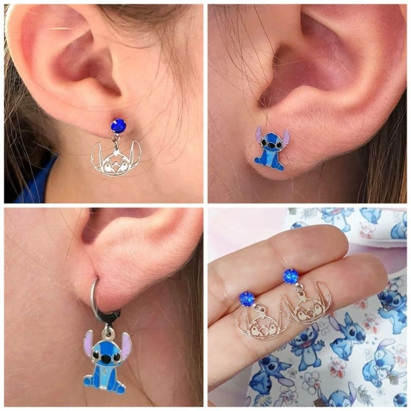 Brinco Stitch aço inox cirúrgico disney presente lilo ohana