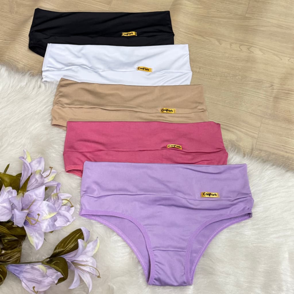 Kit Calcinha com Cós Duplo Modelagem Básica e Confortável Ideal Pós-Parto e Senhora