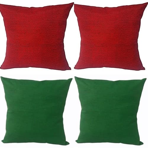 KIT 4 CAPAS ALMOFADAS 45X45 CM 2 VERMELHAS 2 VERDES COM ZIPER ESCONDIDO
