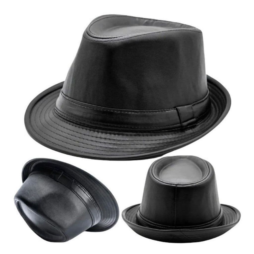 Chapéu Estilo Panamá Fedora Malandrinho Couro Napa Síntético Jazz Unissex Michael Jackson