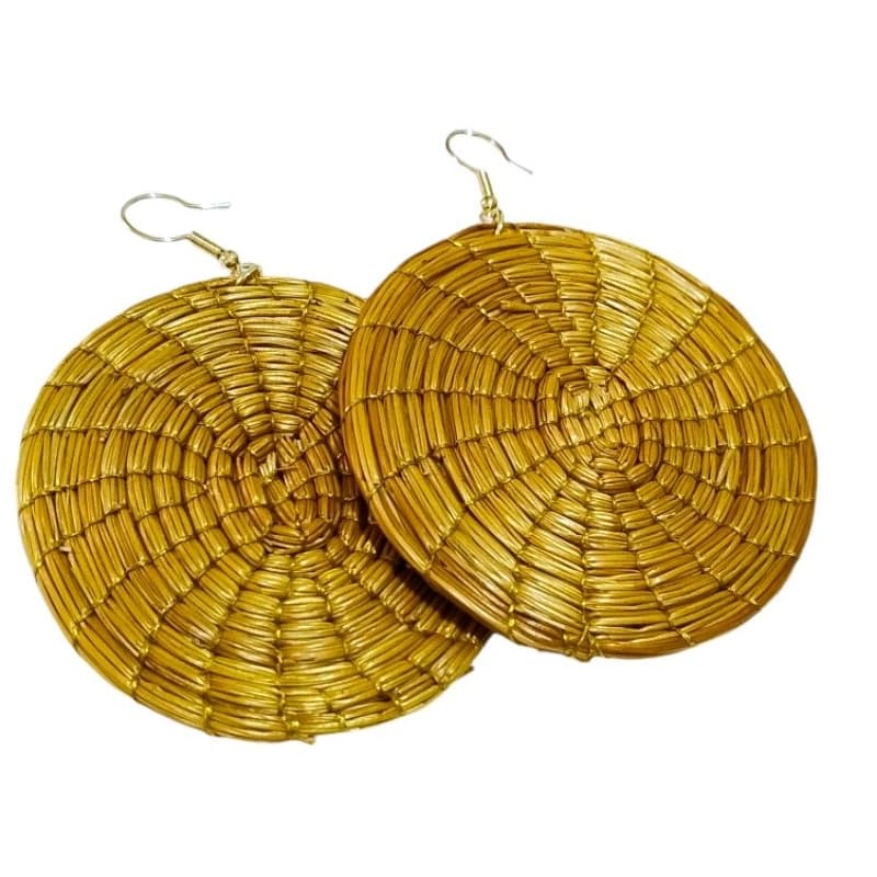 brinco capim dourado natural palha mandala artesanato 1 par com anzol dourado moda feminina
