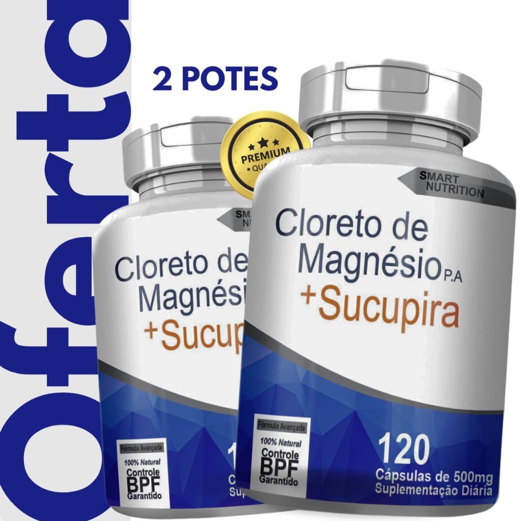 2x Cloreto de Magnésio  P.A + Sucupira 500mg 120caps 4 Elementos Cloreto com Sucupira puro para dores Envio Hoje