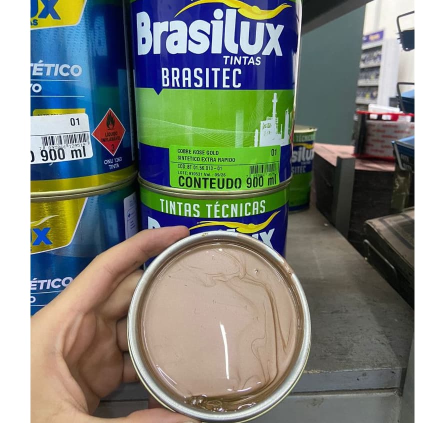 Tinta Esmalte Sintético Cobre Rose Gold 900ml Brasilux Secagem Extra Rápida