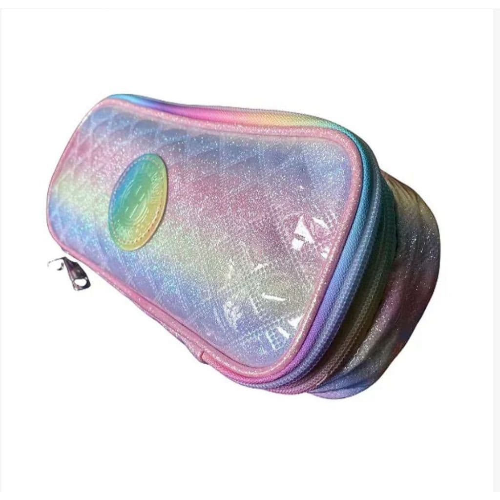 Estojo Duplo Mini Box Tie Dye Glitter Acolchoado Yepp Cor Pastel