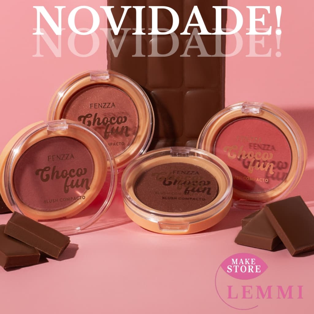 Blush Compacto Alta Pigmentação Facial Choco Fun Fenzza LANÇAMENTO
