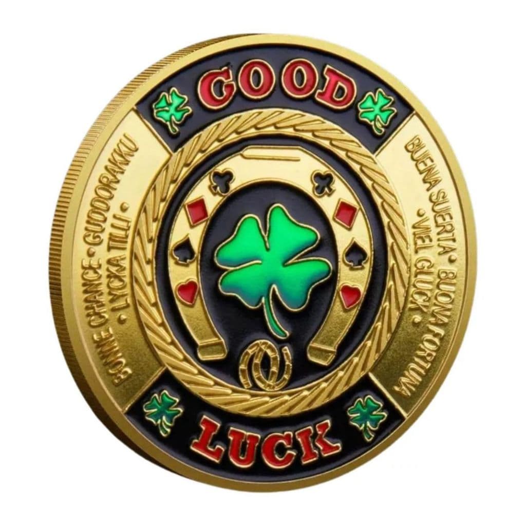 Moeda Poker Good Luck Boa Sorte Trevo Token Protetor Case