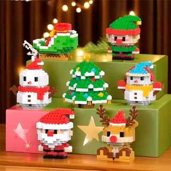 Kit Natalino Blocos de montar Natal Papai Noel Boneco de Neve Decoração Construção Brinquedo Coleção
