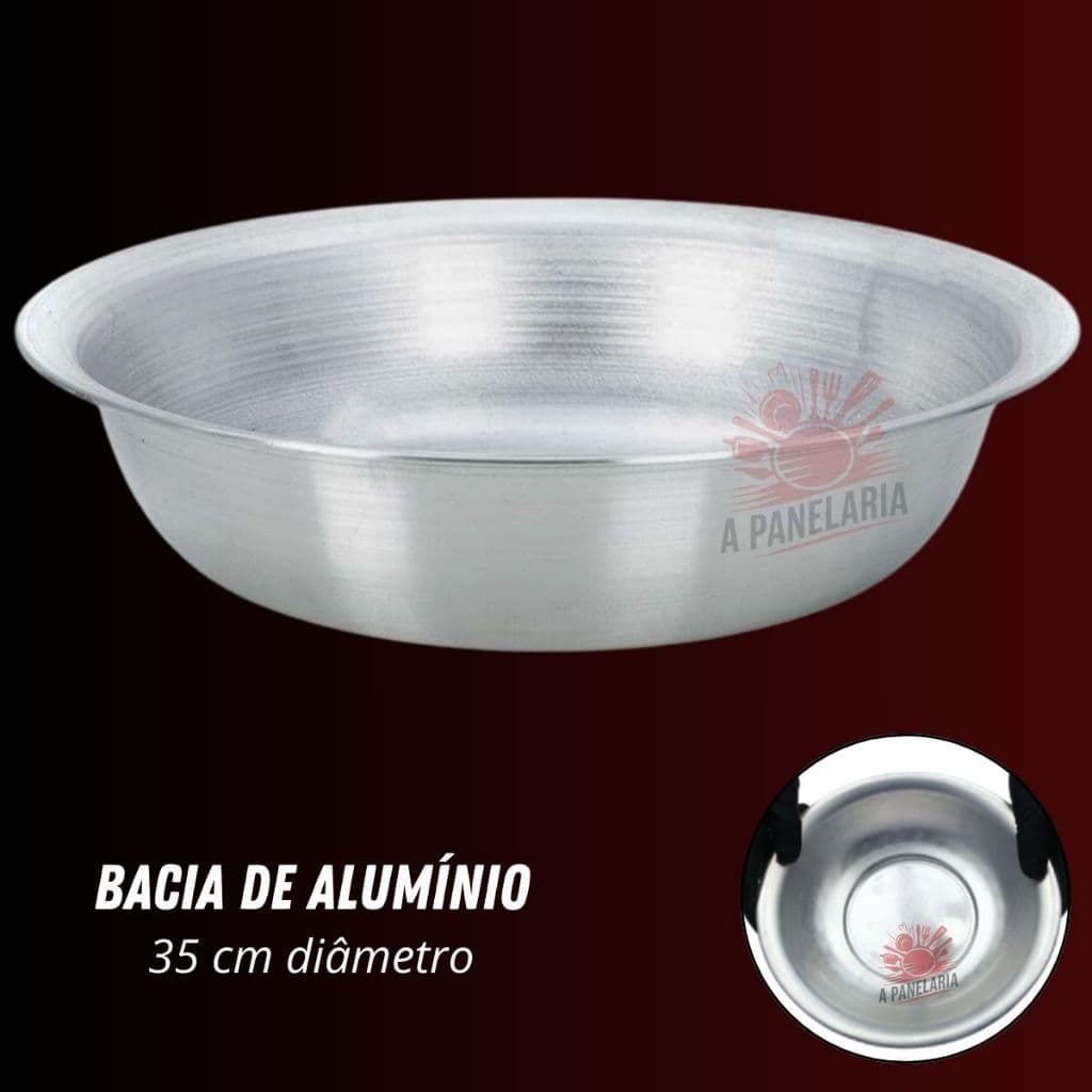 Bacia alumínio 35 cm média multiuso cozinha massas padaria
