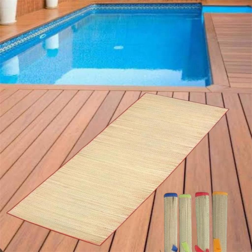 Esteira de Palha Natural Praia 180 X 60cm Dobrável Confortável e Leve