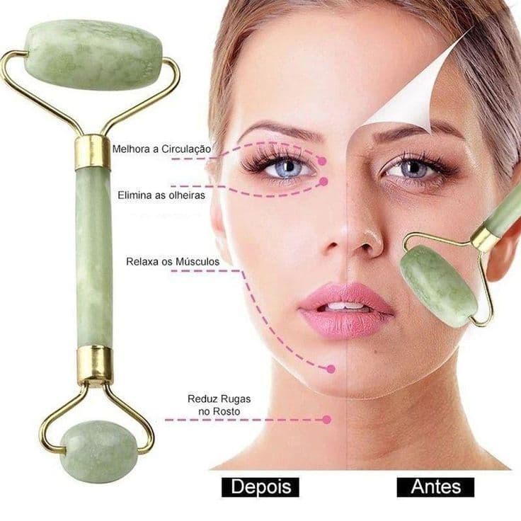Rolo massageador facial  Pedra de Jade Massagem Facial Anti Rugas