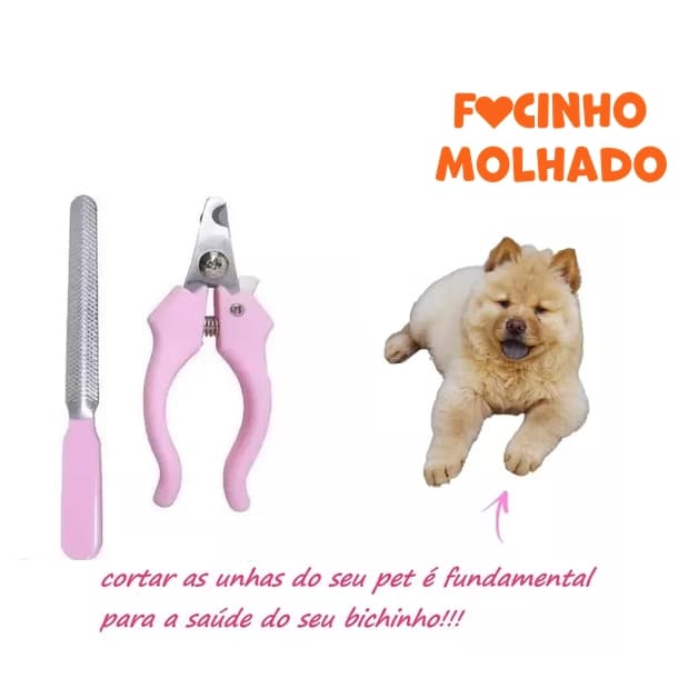 Kit Higiene Pet Alicate De Unhas Pet Cortador + Lixa Pet Shop Cachorro e Gatos