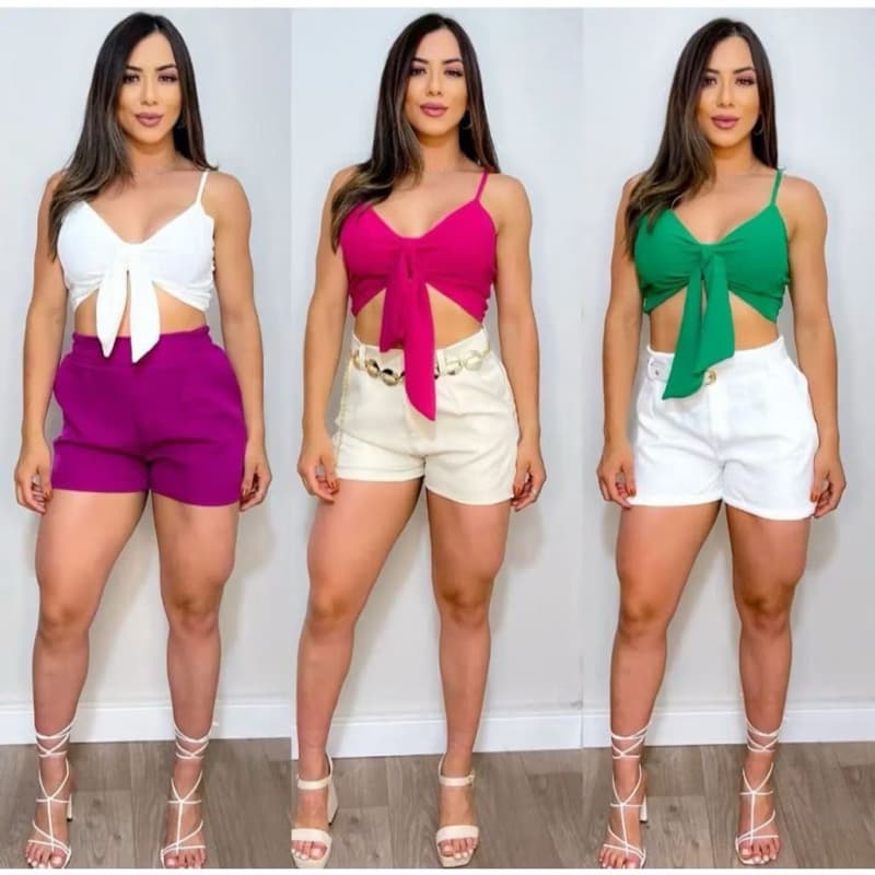 Cropped Feminino Top Laxtes atras com Bojo D-27