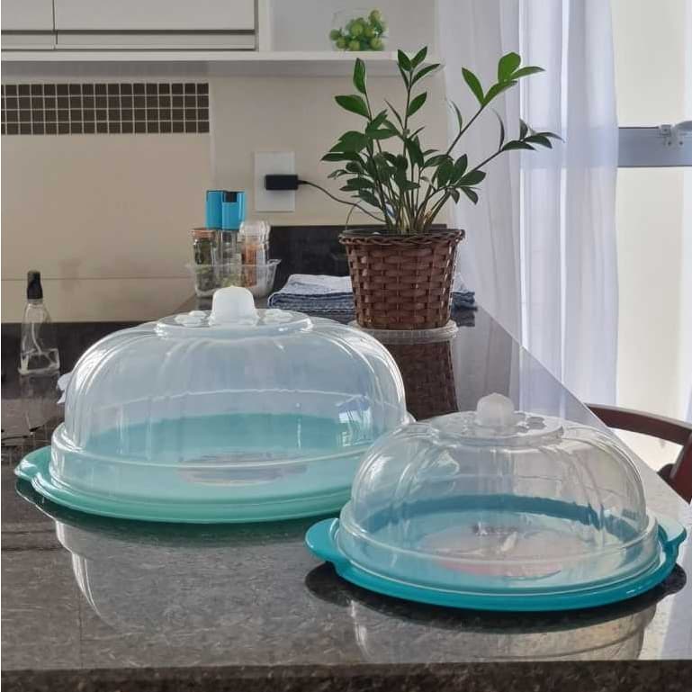 Boleira + Queijeira Transparente Com Base Sortida