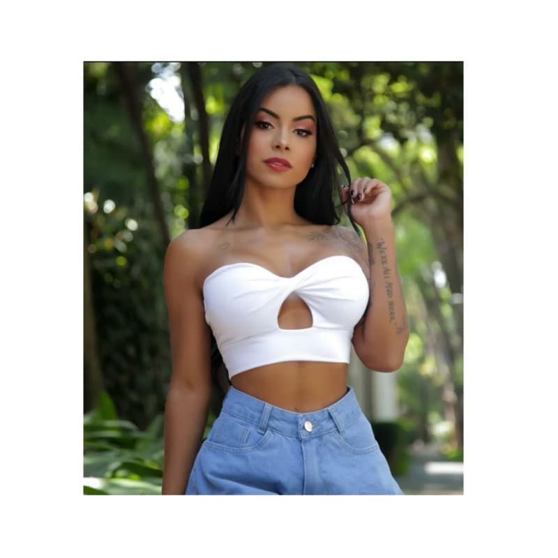 Cropped tomara que caia com bojo transpassado roupas femininas D-29