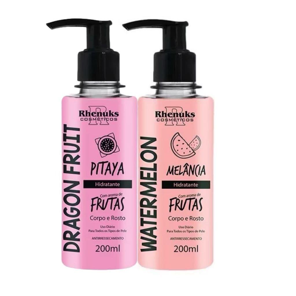 Kit Hidratante Corpo e Rosto Pitaya e Melância Rhenuks 200ml Cada