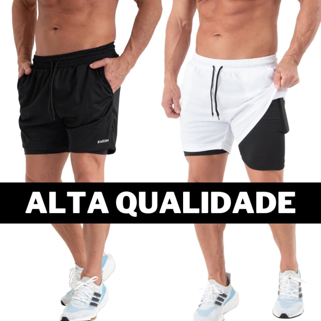 shorts 2 em 1 academia e treino sport fit dry fit com elastano com proteçao uv sports