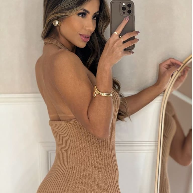 Vestido Modal Frente úNica Com Fenda Atrás