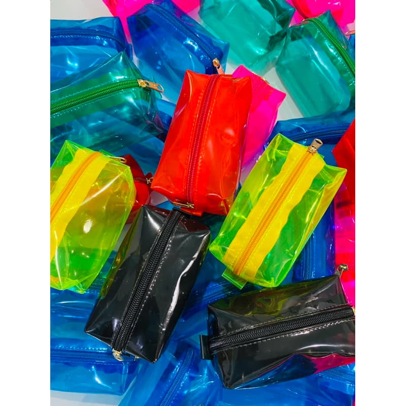 25 Unidades de Necessaire Box Cristal Neon,cores lindas e vibrantes para seu kit festa