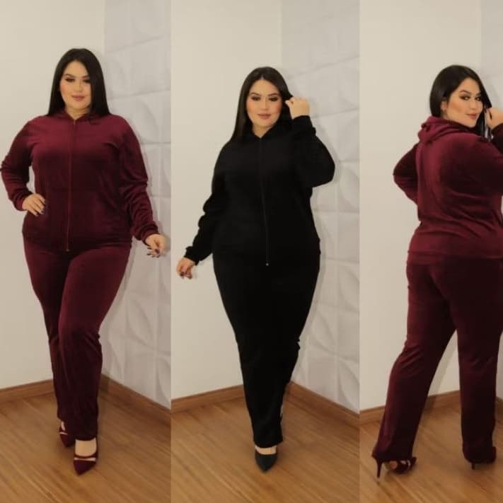 CONJUNTO AGASALHO PLUS SIZE MODA FEMININA/BLUSA E CALÇA