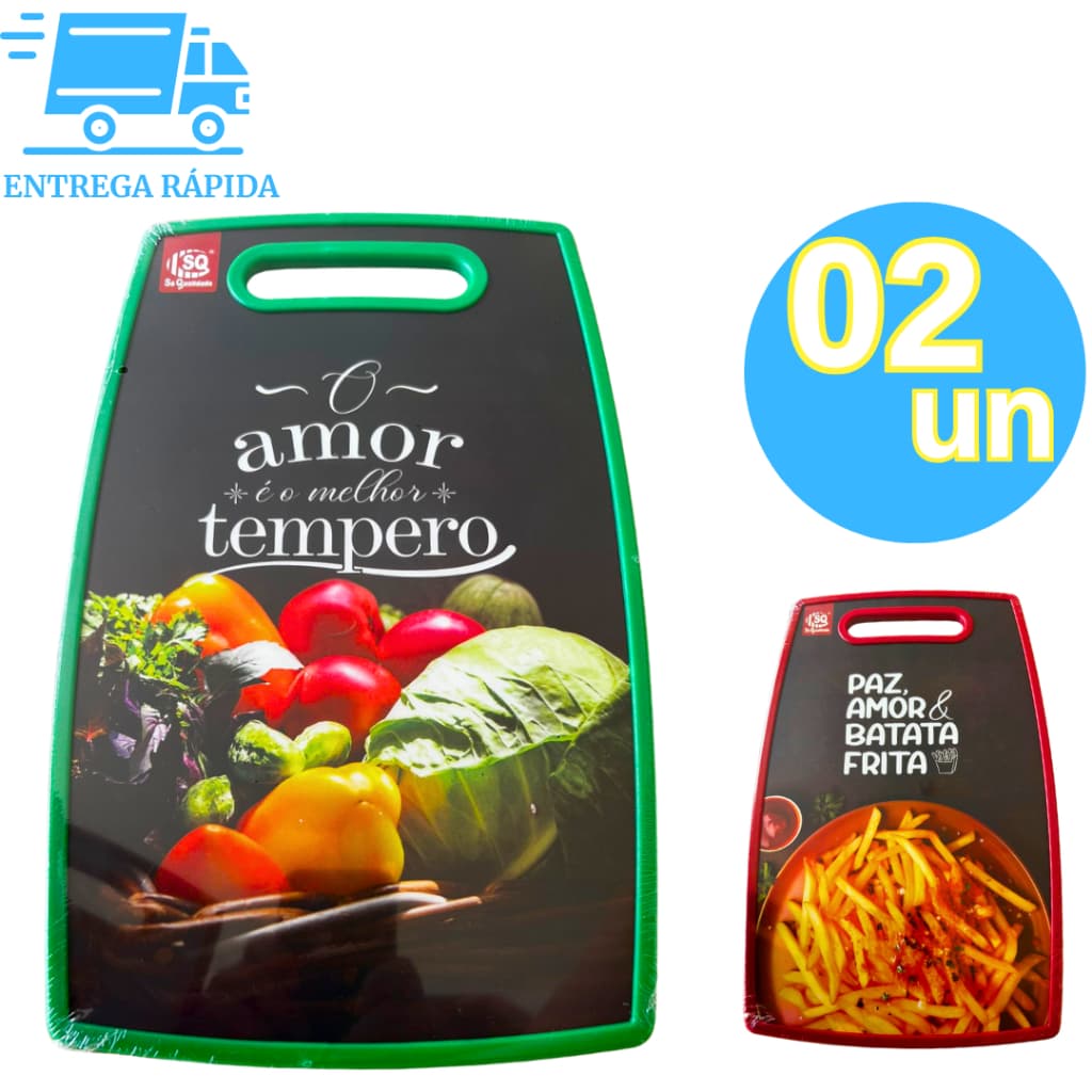 Kit 2 Tabua de Carne Estampada de Corte Multiuso para Carnes e Frios Frutas Legumes para Cozinha