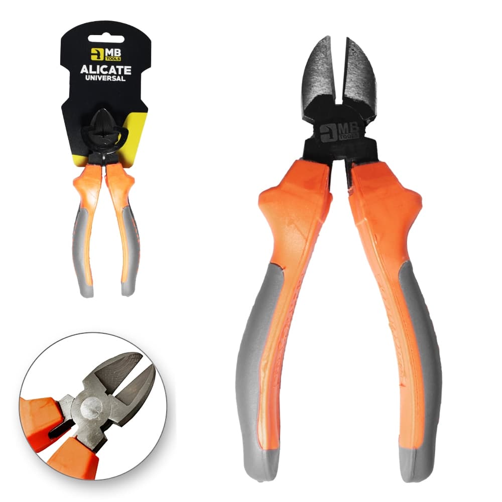 Alicate Universal de Corte Diagonal cabo emborrachado laranja/cinza 6" 16cm 1 unidade MB Tools