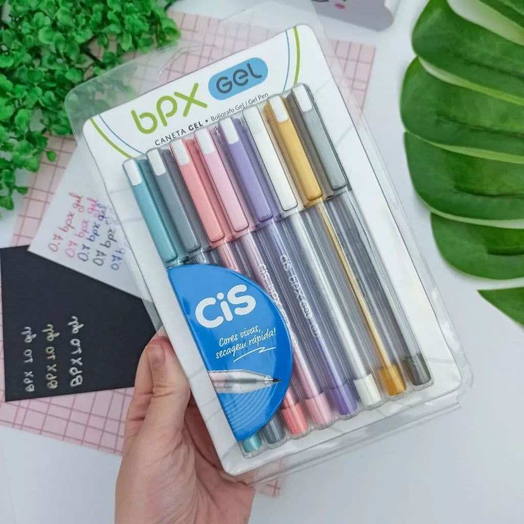 Kit Caneta BPX Gel (8 Cores Ponta Fina e Média) e Esferográfica (5 Cores Ponta Fina) - Cis
