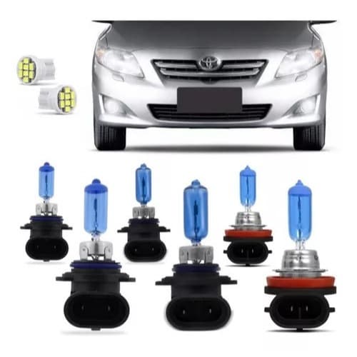 Kit Lâmpadas Corolla 2009 2010 2011 Super Branca Farol Milha HB3 HB4 H11 T10