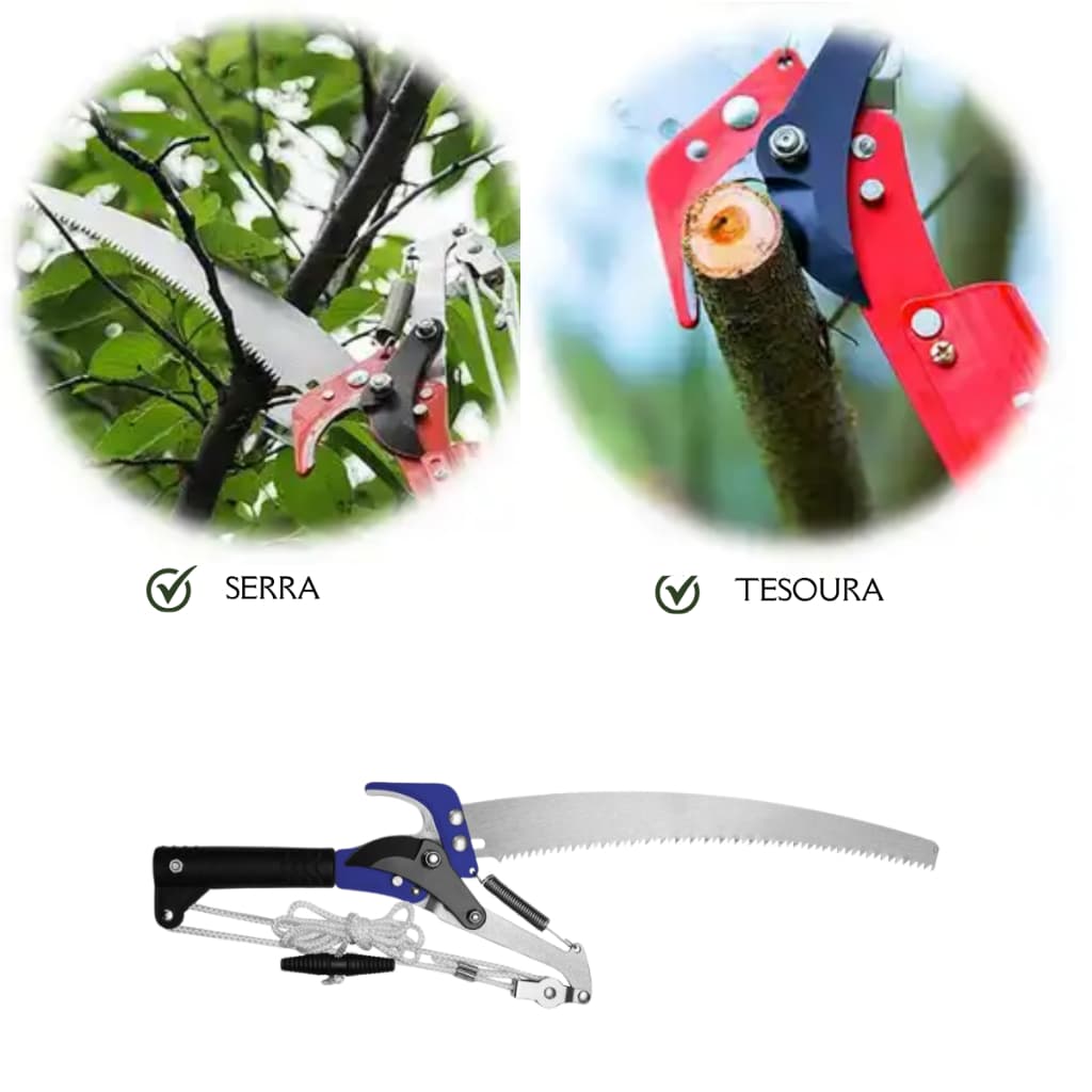 Tesoura Poda Aérea Arvores Com Serra Curva 12 E Tesoura 2 Em 1 Linha Profissional Igual Cemig Enel