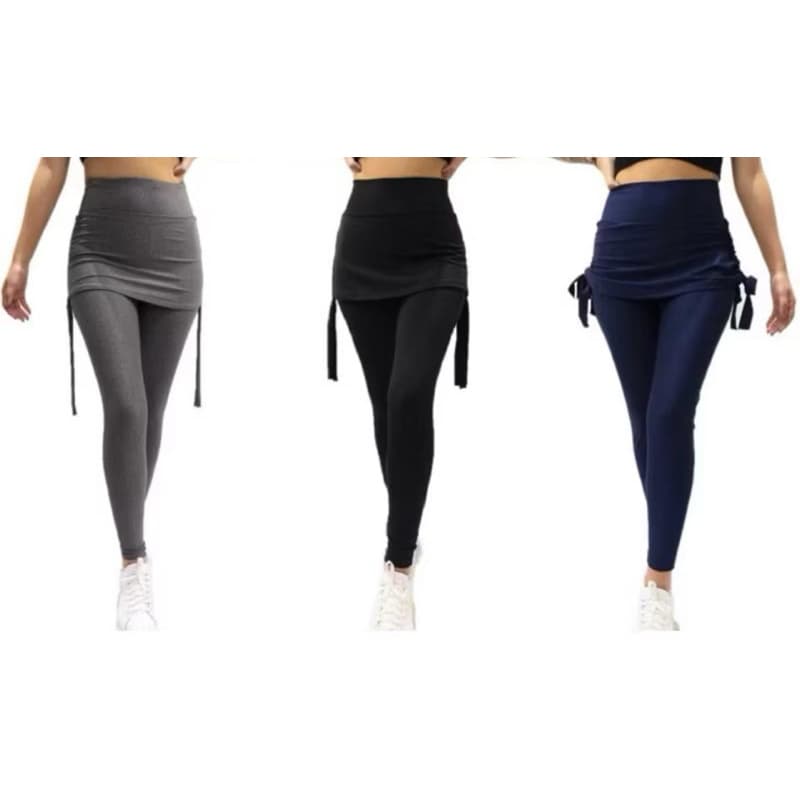 Kit 3 Calças Legging legue Saia Moda Evangélica Evegelica Academia tapa bumbum