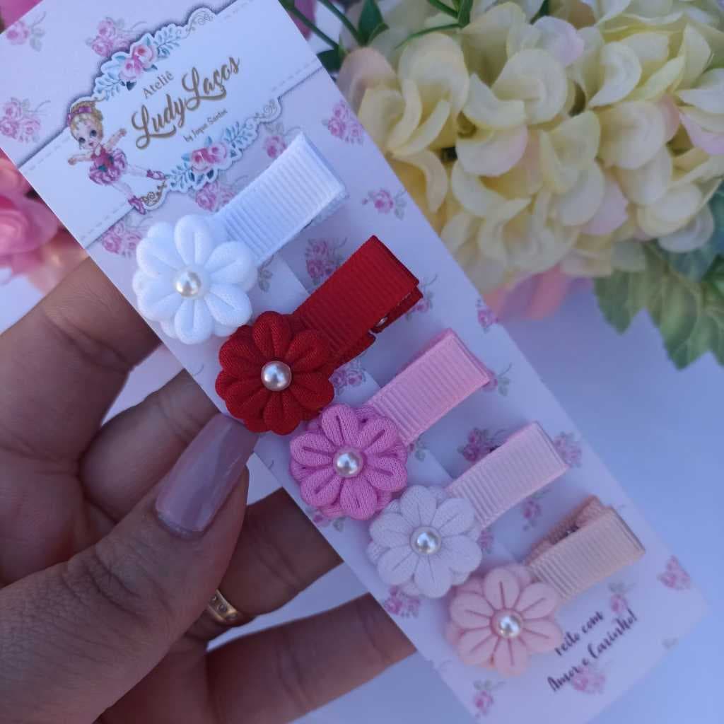 Kit 5 mini presilhas para bebê com borrachinha antideslizante bico de pato para bebe 100% encapado