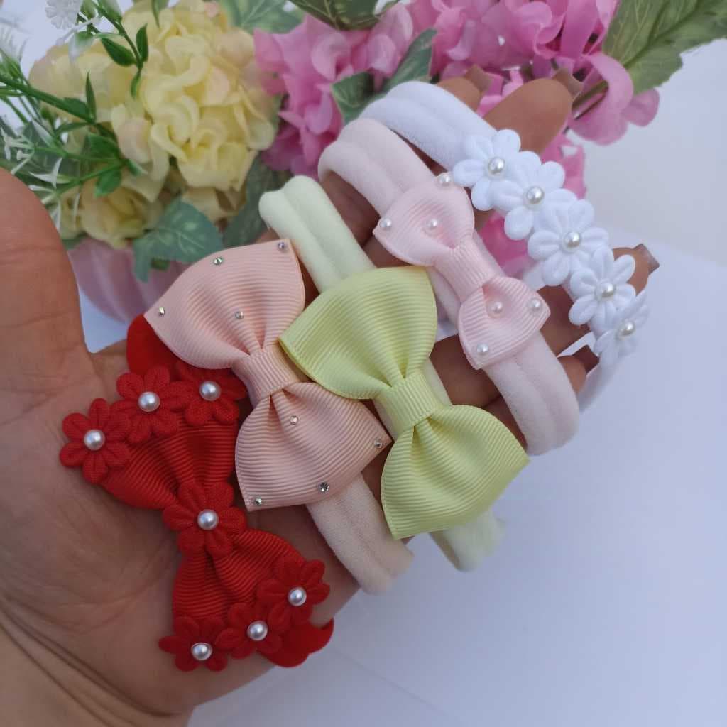 Kit com 5 lacinhos para bebê, faixinhas rn, laços para bebê recém nascido, laços