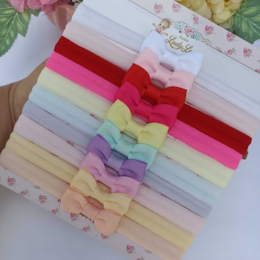 Kit de laços de cabelo para bebê recém nascido em faixinha, mini gravatinha 4cm